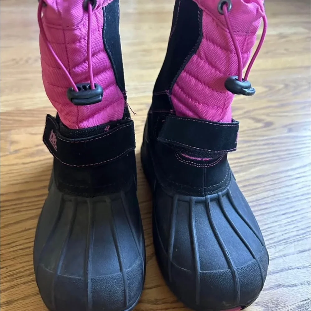 totes Black and Pink Kids Waterproof Winter Boots